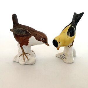 Two Goebel Porcelain Bird Figurines Dipper and Goldfinch 38 Series Vintage